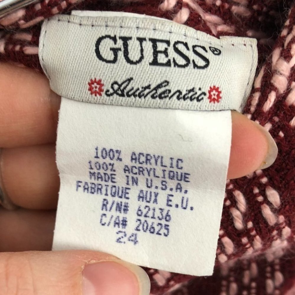 Guess Vintage red white 100% acrylic plaid knit ruffle hem mini skirt - Picture 4 of 13